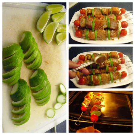 Brochettes de saumon au citron vert - 3