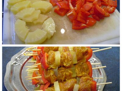 Brochettes de porc au curry et ananas - 4