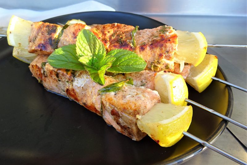 Brochettes de saumon menthe citron - 2